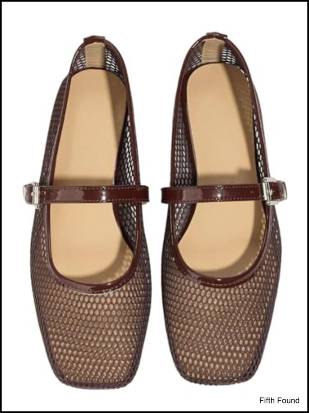 Mesh Ballet Flats Square Toe Buckle Closure Mary Jane Women